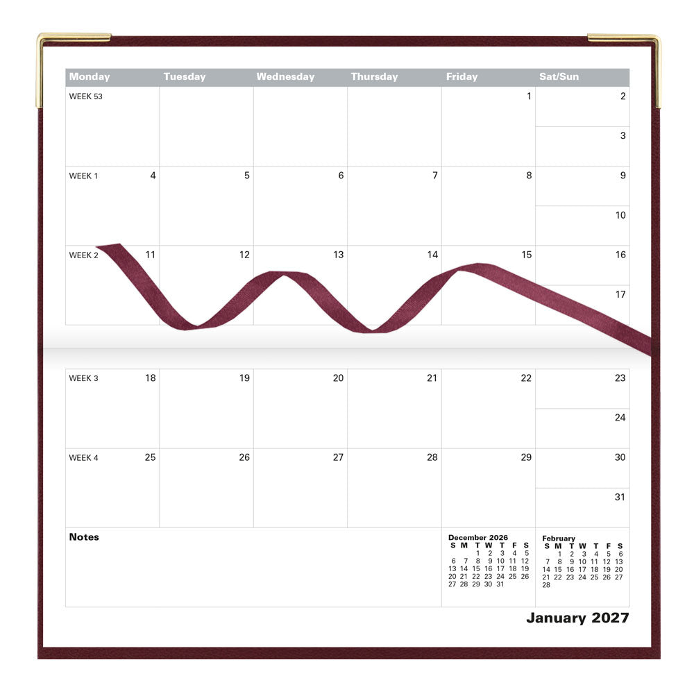 Letts Slim Monthly 13-Month Planner, Classic, 2027 Burgundy 27-C12SBY#color_burgundy