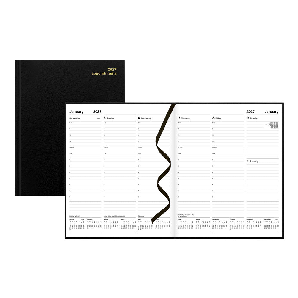 Letts Quarto Weekly Appointment Book, Principal, 2027 Black 27-C30YABK#color_black