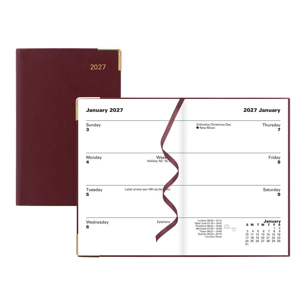 Letts Pocket Weekly Planner, Classic, 2027 Burgundy 27-C32EBY#color_burgundy