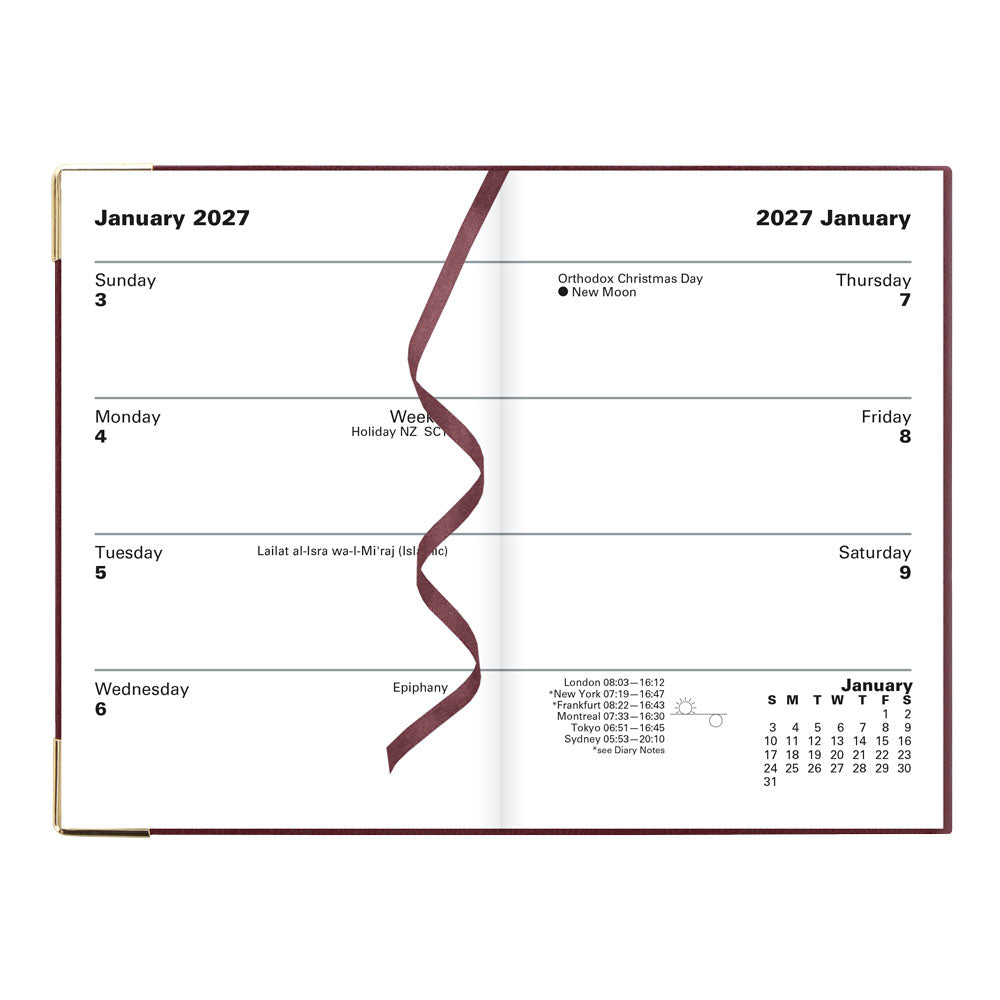 Letts Pocket Weekly Planner, Classic, 2027 Burgundy 27-C32EBY#color_burgundy