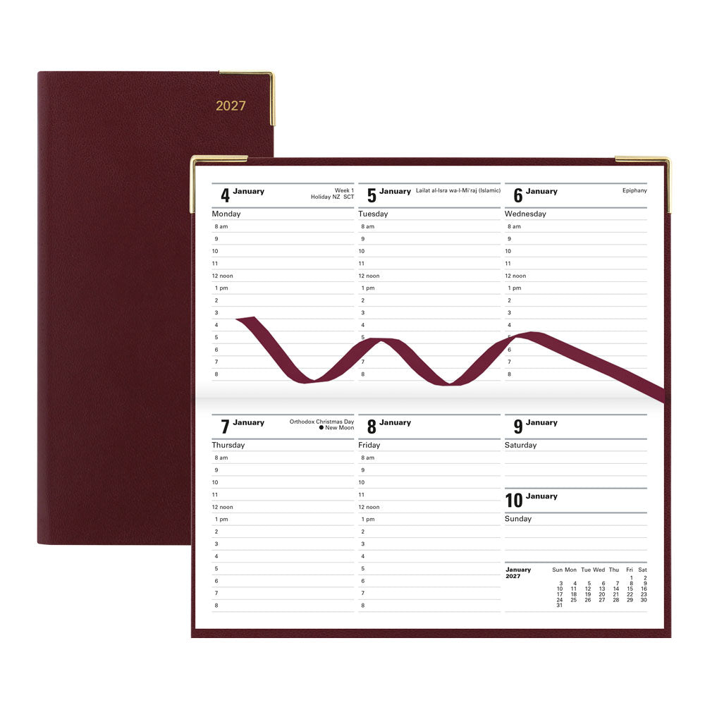 Letts Slim Weekly Appointment Book, Classic, 2027 Burgundy 27-C32SBY#color_burgundy