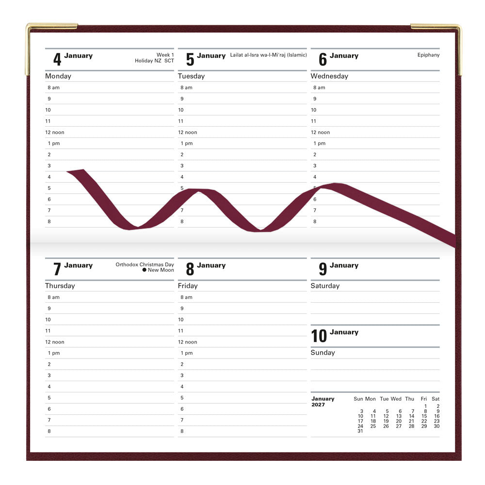 Letts Slim Weekly Appointment Book, Classic, 2027 Burgundy 27-C32SBY#color_burgundy
