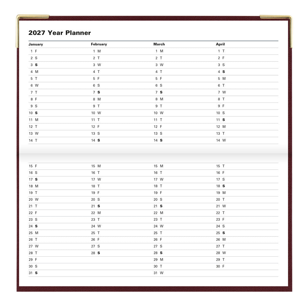 Letts Slim Weekly Appointment Book, Classic, 2027 Burgundy 27-C32SBY#color_burgundy