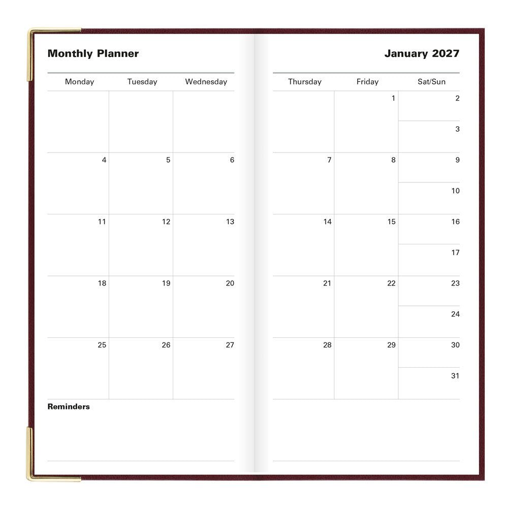 Letts Slim Weekly Planner, Classic, 2027 Burgundy 27-C32SUBY#color_burgundy