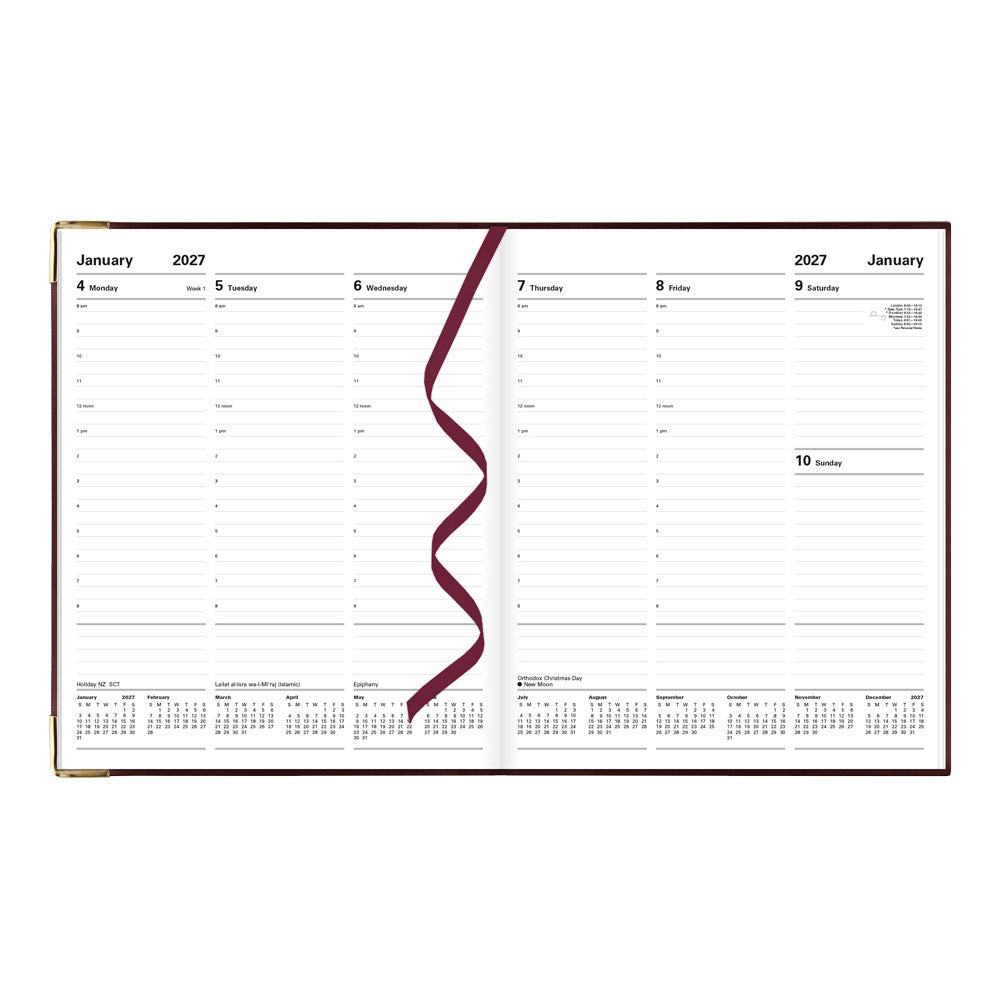 Letts Quarto Weekly Appointment Book, Classic, 2027 Burgundy 27-C32YBY#color_burgundy