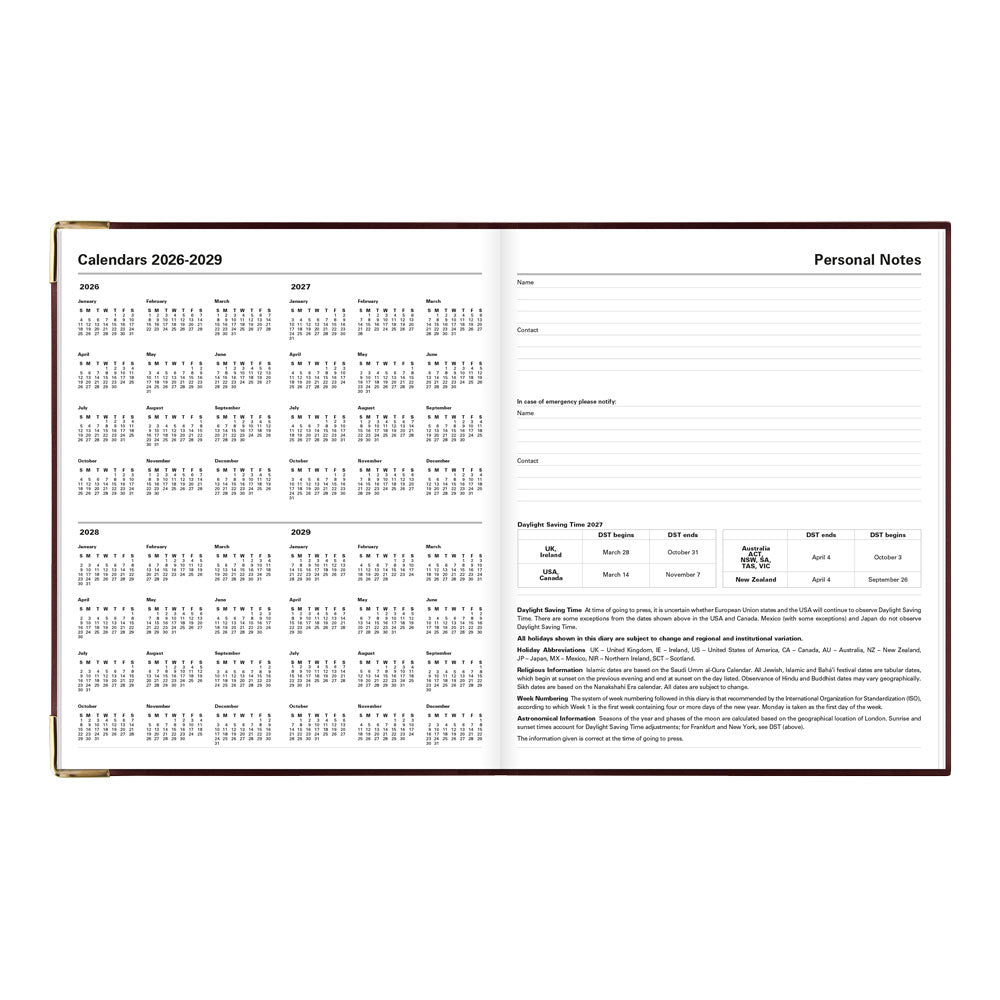 Letts Quarto Weekly Appointment Book, Classic, 2027 Burgundy 27-C32YBY#color_burgundy