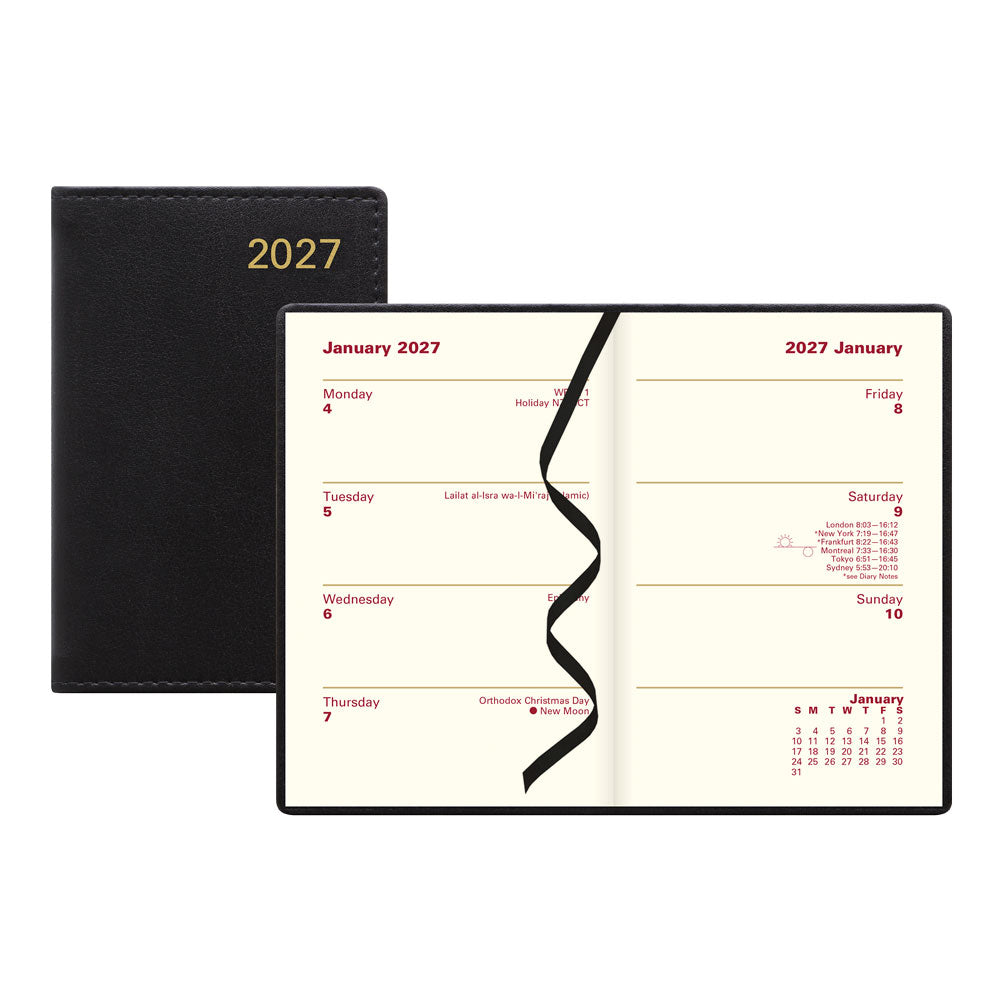 Letts Pocket Weekly Planner, Belgravia, 2027 Black 27-C33EBK#color_black
