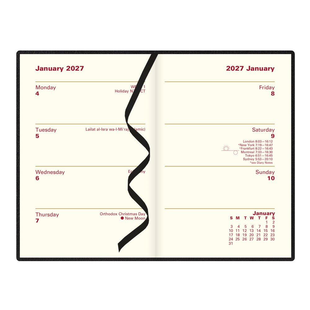 Letts Pocket Weekly Planner, Belgravia, 2027 Black 27-C33EBK#color_black