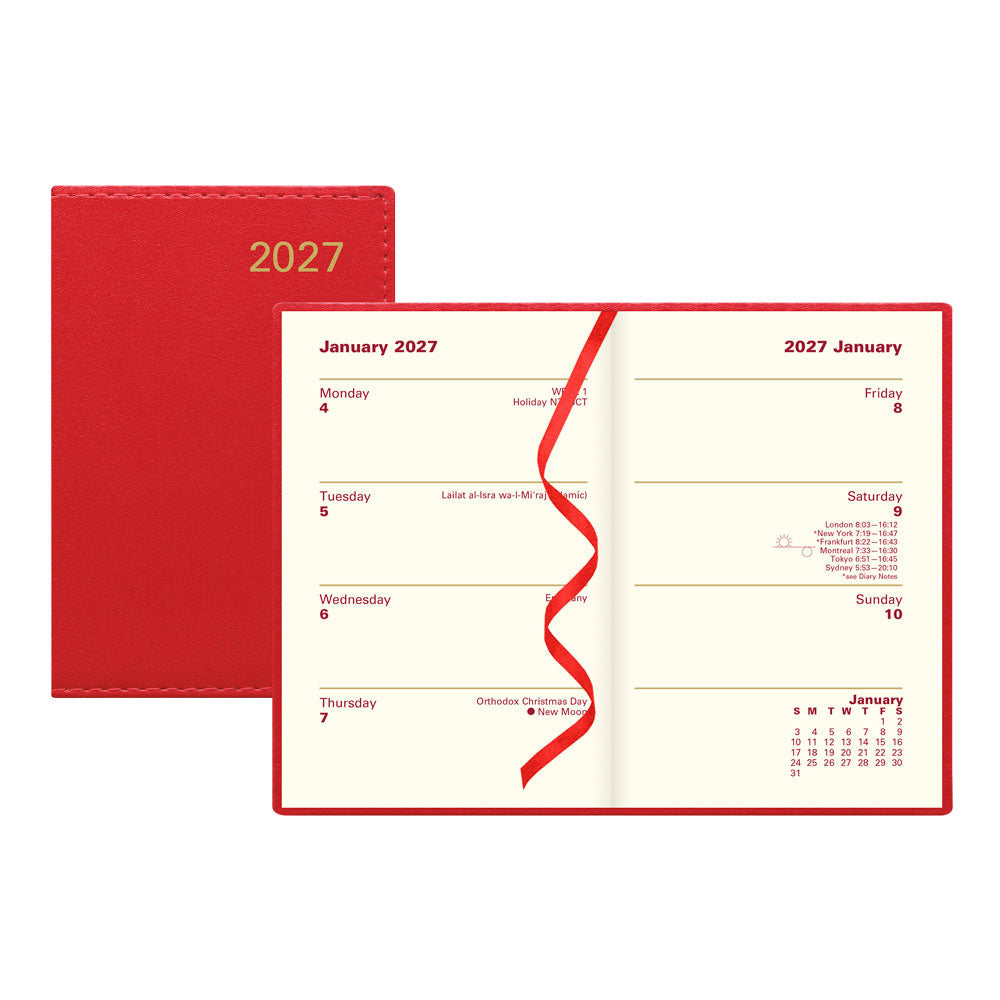 Letts Pocket Weekly Planner, Belgravia, 2027 Red 27-C33ERD#color_red