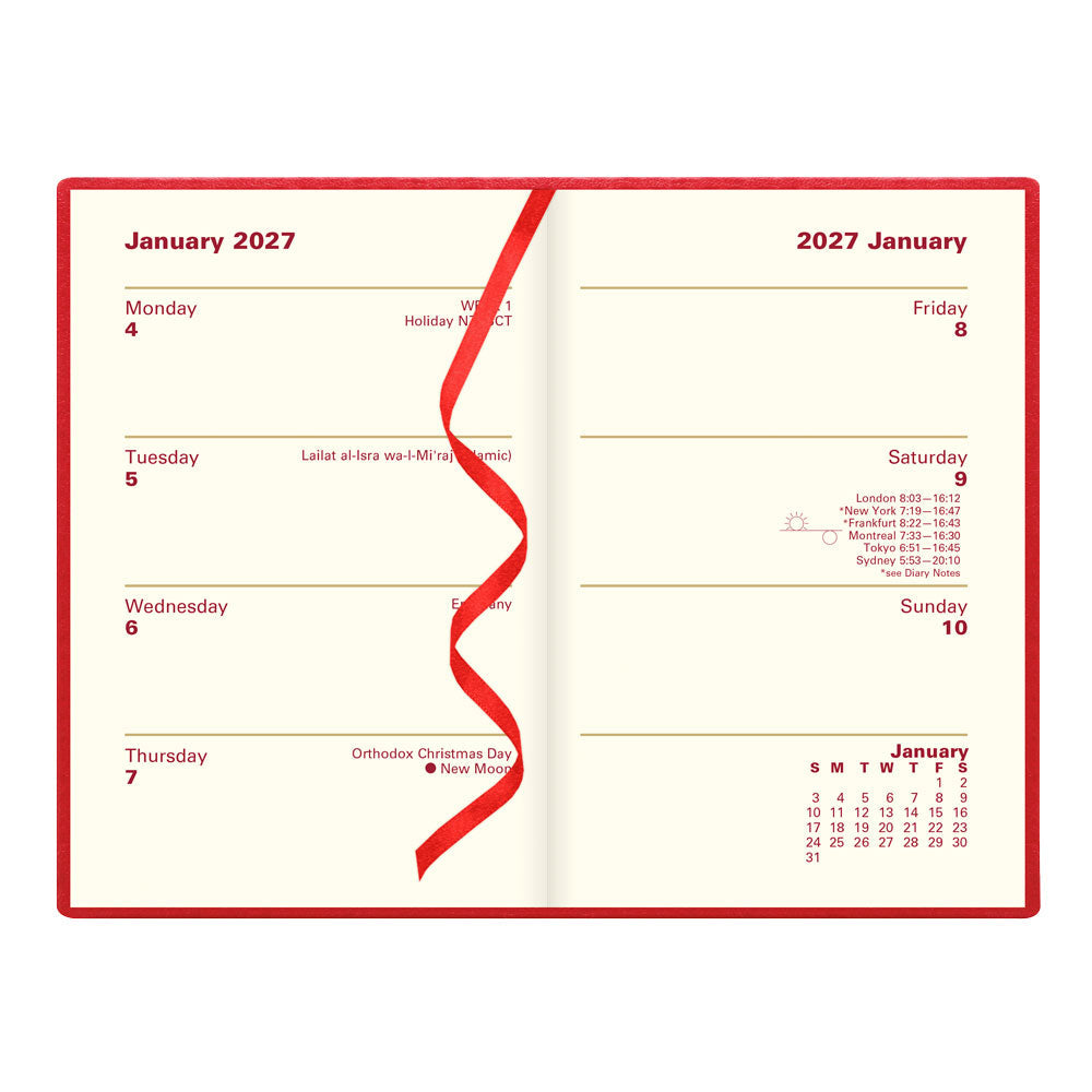 Letts Pocket Weekly Planner, Belgravia, 2027 Red 27-C33ERD#color_red
