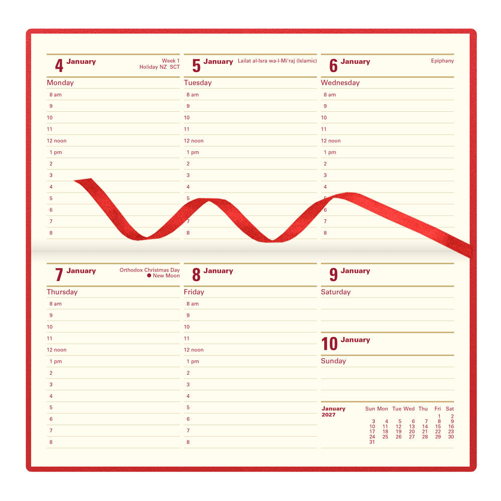 Letts Slim Weekly Appointment Book, Belgravia, 2027 Red 27-C33SRD#color_red