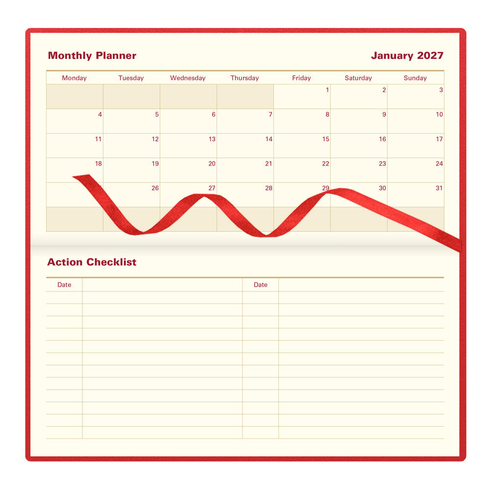 Letts Slim Weekly Appointment Book, Belgravia, 2027 Red 27-C33SRD#color_red