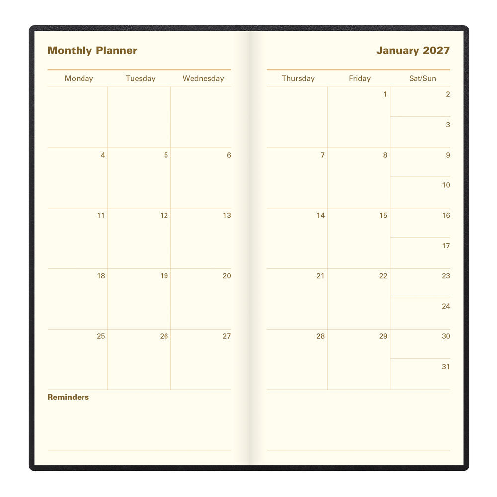 Letts Slim Weekly Planner, Belgravia, 2027 Black 27-C33SUBK#color_black