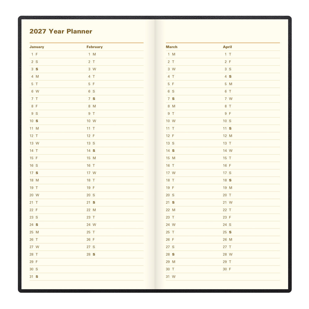 Letts Slim Weekly Planner, Belgravia, 2027 Black 27-C33SUBK#color_black