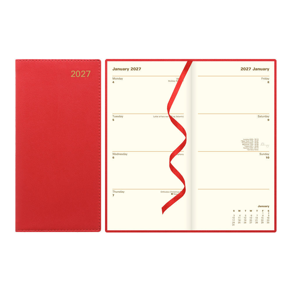 Letts Slim Weekly Planner, Belgravia, 2027 Red 27-C33SURD#color_red
