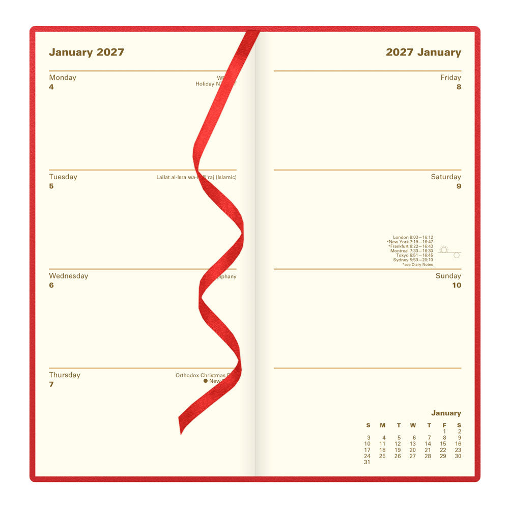 Letts Slim Weekly Planner, Belgravia, 2027 Red 27-C33SURD#color_red