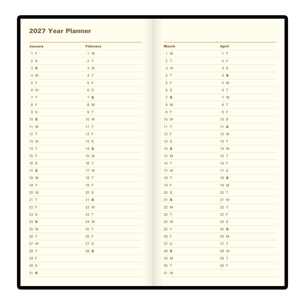 Letts Slim Weekly Planner, Signature, 2027 Black 27-C38SUBK#color_black