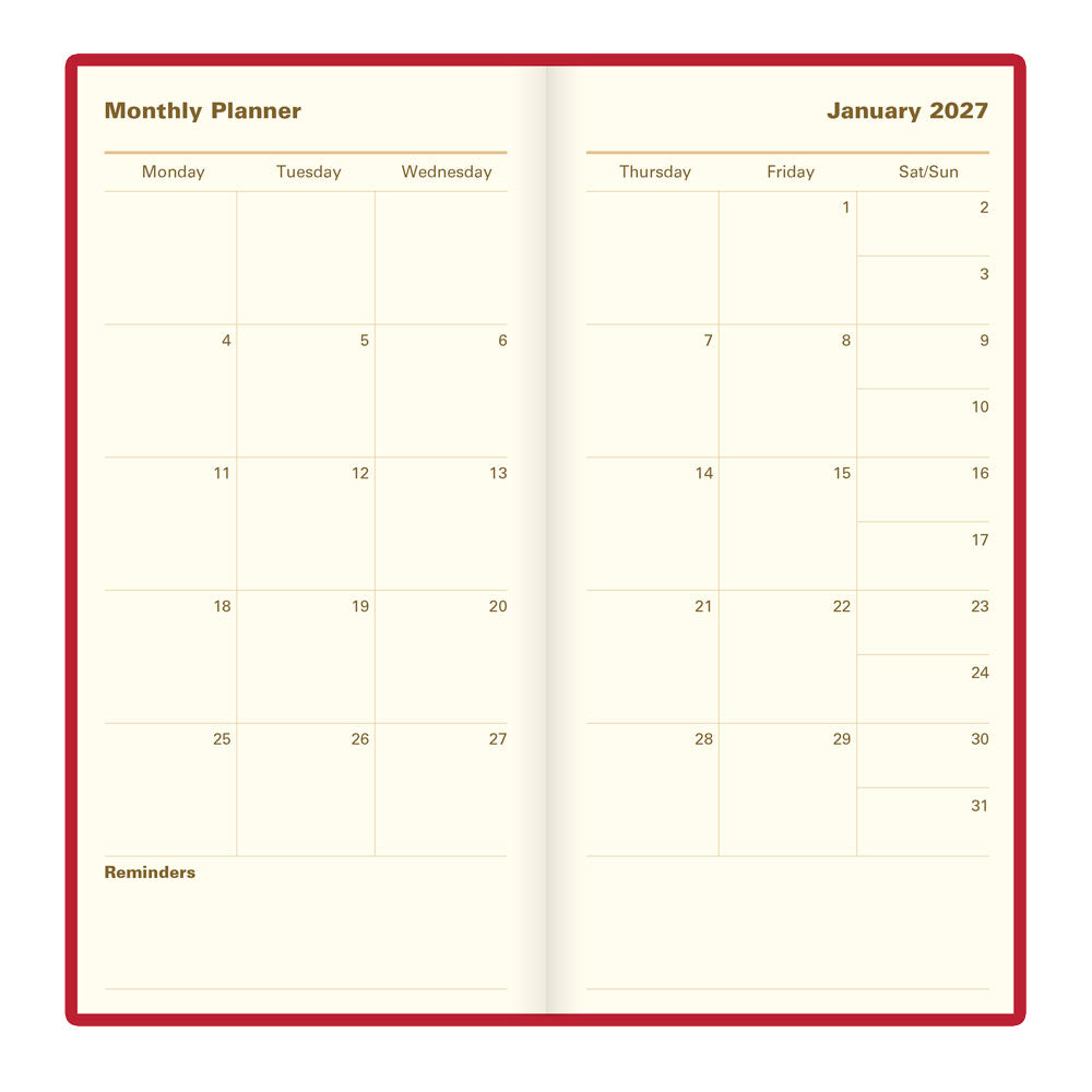 Letts Slim Weekly Planner, Signature, 2027 Burgundy 27-C38SUBY#color_burgundy