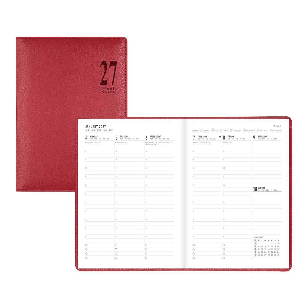 Letts A5 Weekly Appointment Book, Milano, 2027 Black 27-CTO3XUBK#color_black