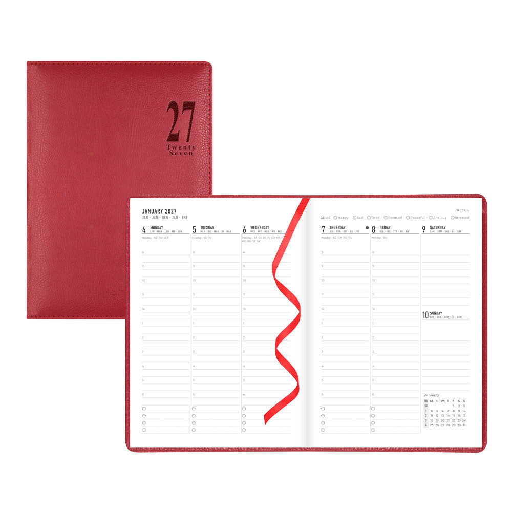 Letts A5 Weekly Appointment Book, Milano, 2027 Red 27-CTO3XURD#color_red