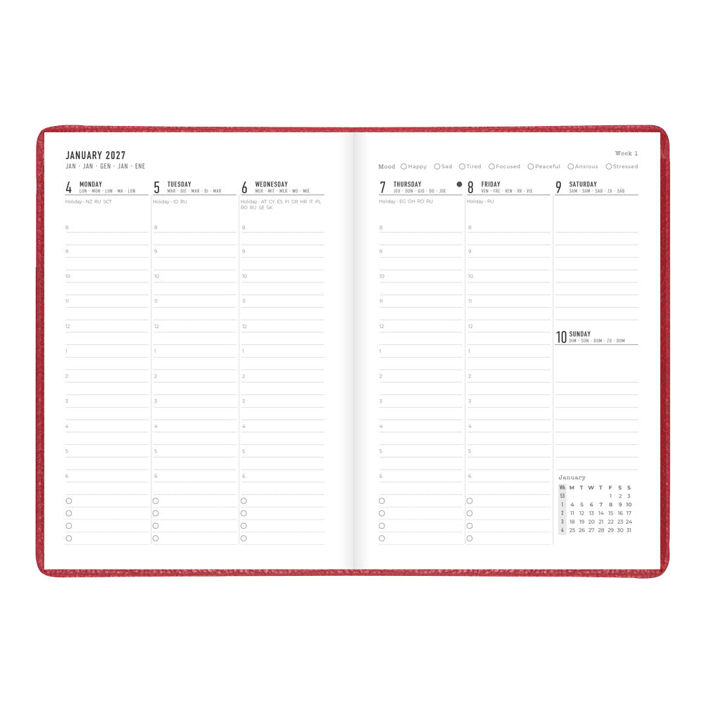 Letts A5 Weekly Appointment Book, Milano, 2027 Red 27-CTO3XURD#color_red