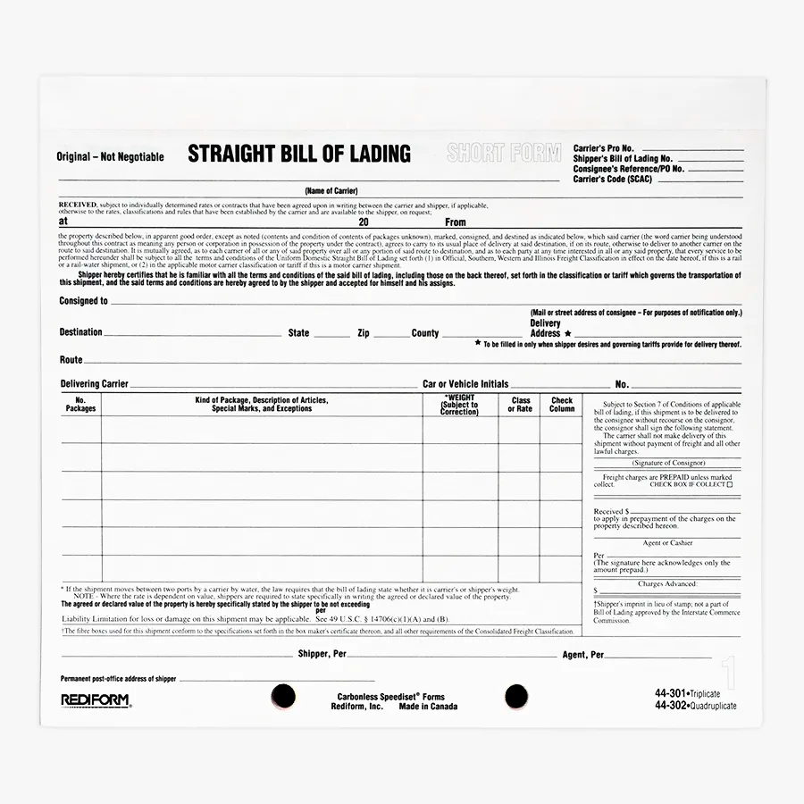 Bill of Lading Snap-A-Way 44301
