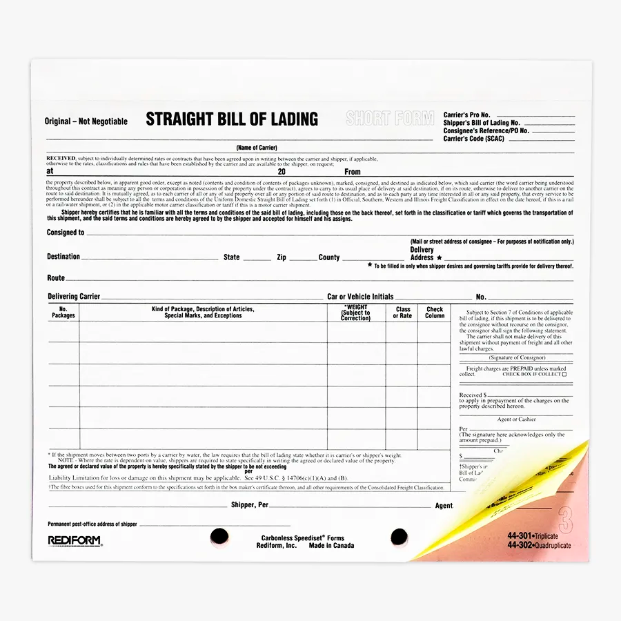 Bill of Lading Snap-A-Way 44301