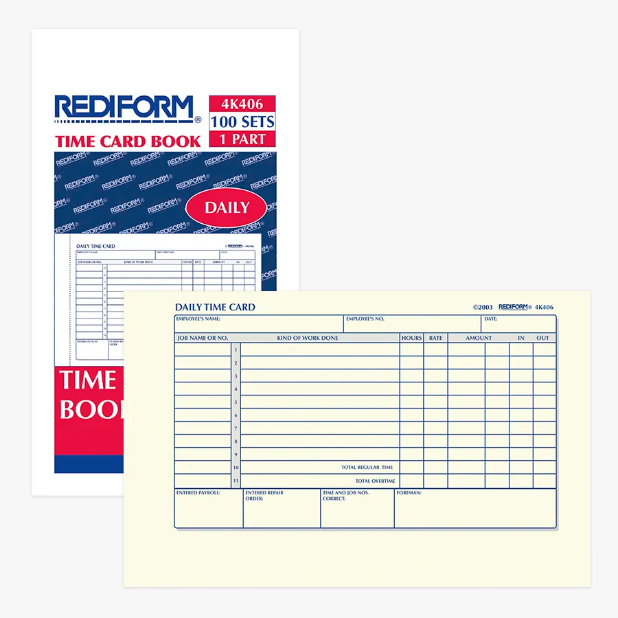 Rediform 4K406 daily employee time card pad