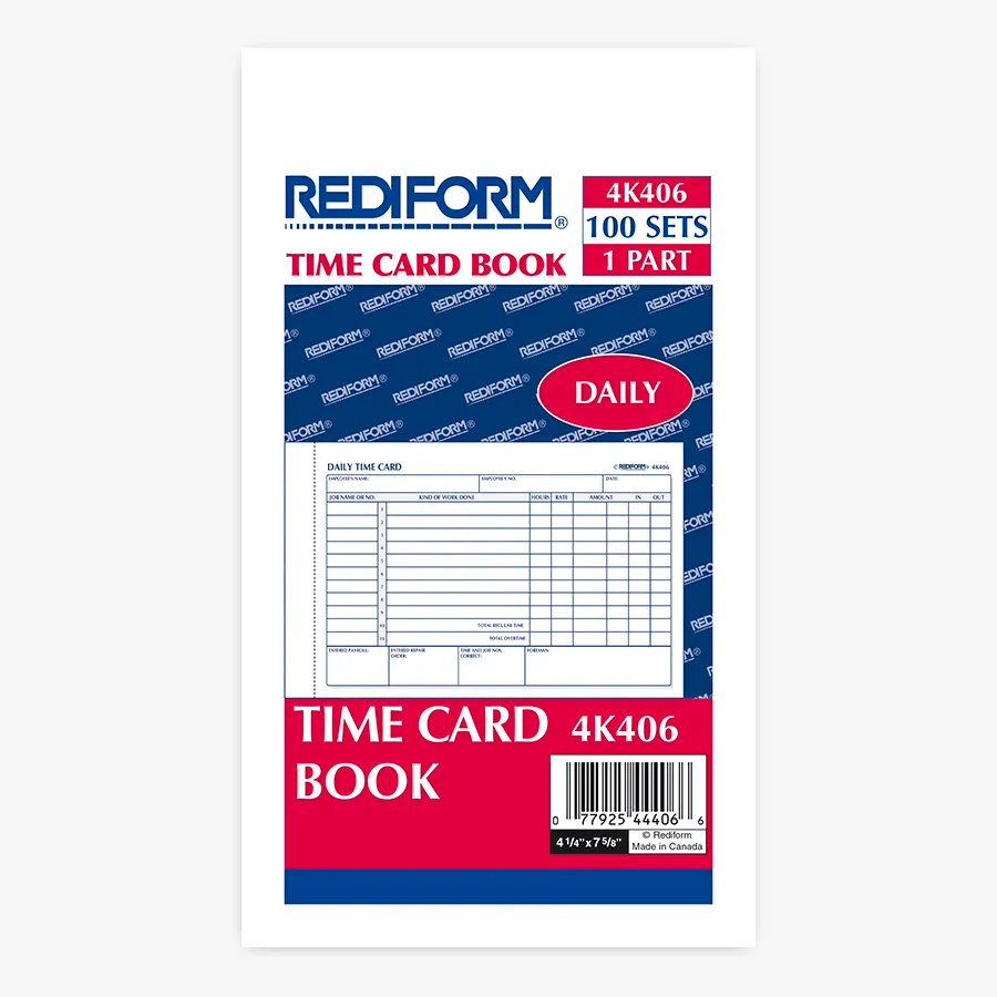 Rediform 4K406 daily employee time card pad