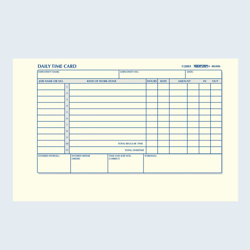 Daily Time Card Pad 4K406