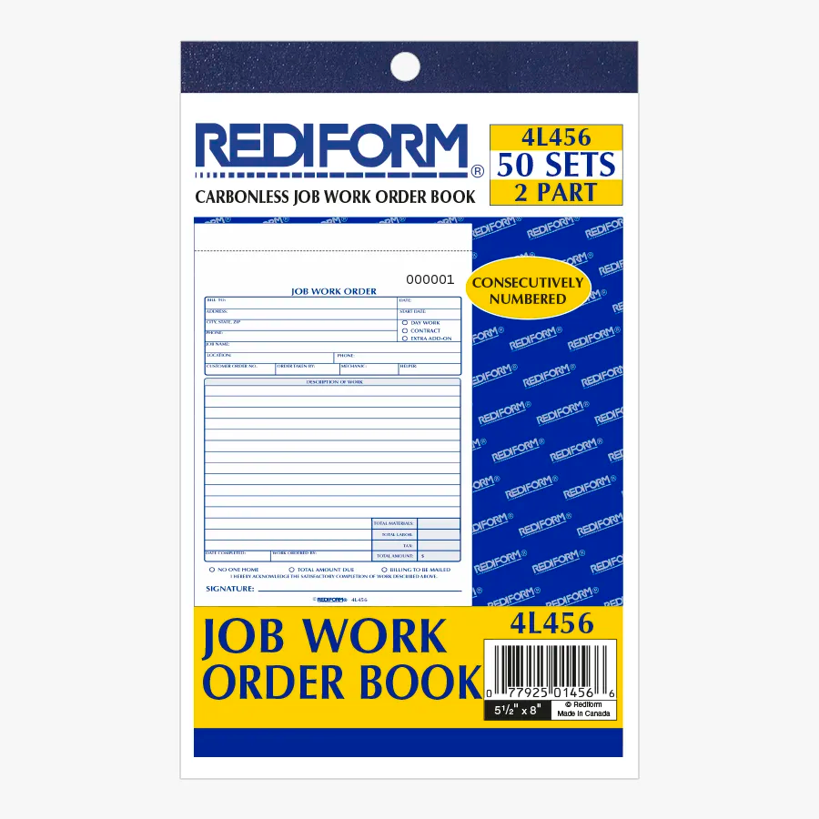 Job Work Order Book 4L456 - Rediform