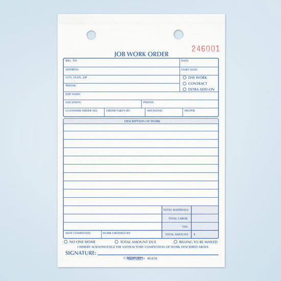 Job Work Order Book 4L456
