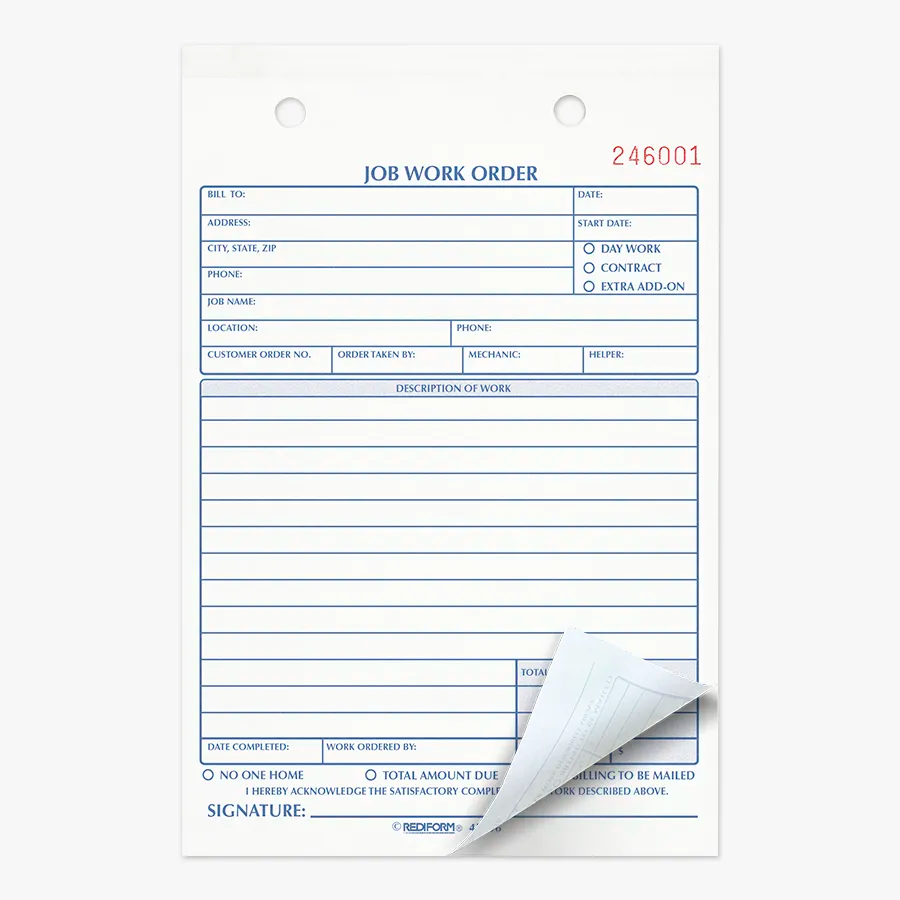 Job Work Order Book 4L456 - Rediform
