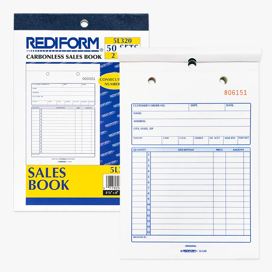 Rediform 5L320 2-part carbonless sales book