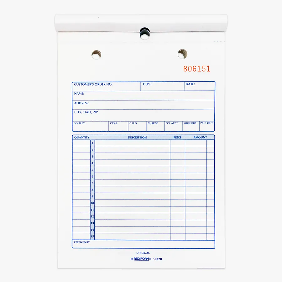 Rediform 5L320 2-part carbonless sales book
