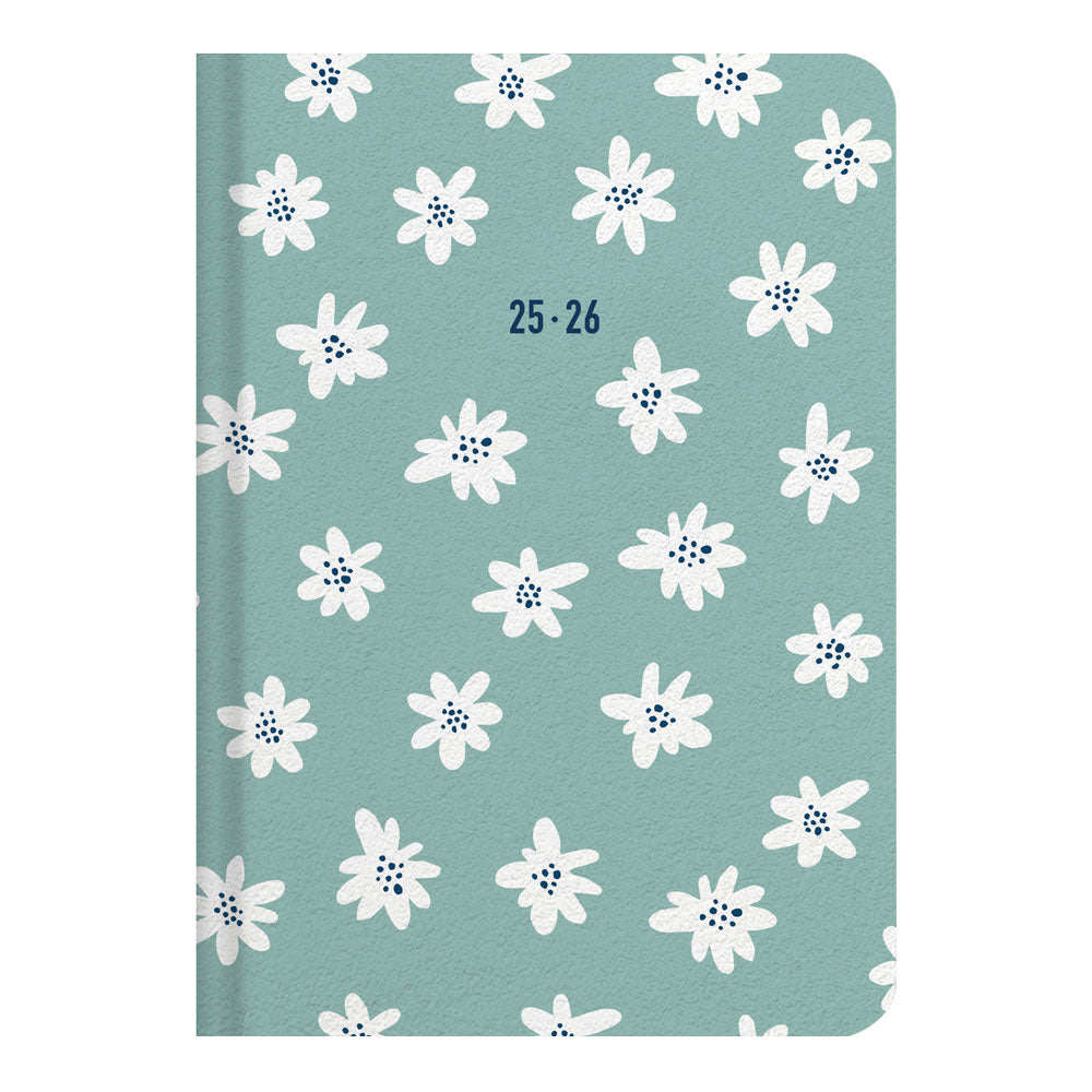 Daisies Academic Weekly Planner, A6, 2026 - 2027 - Multilingual  27-031869  #color_daisies-mint