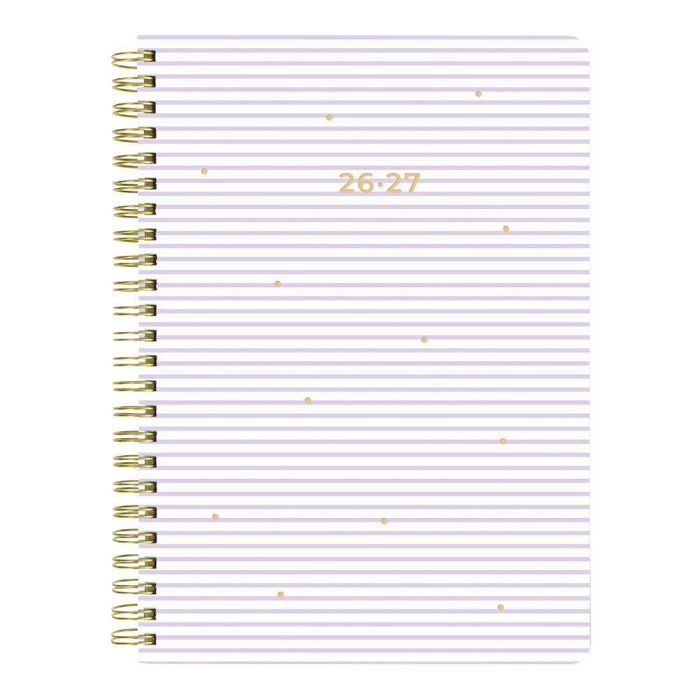 Stripes Academic Weekly Planner, A5, 2026 - 2027 - Multilingual 27-031876 #color_stripes-lilac