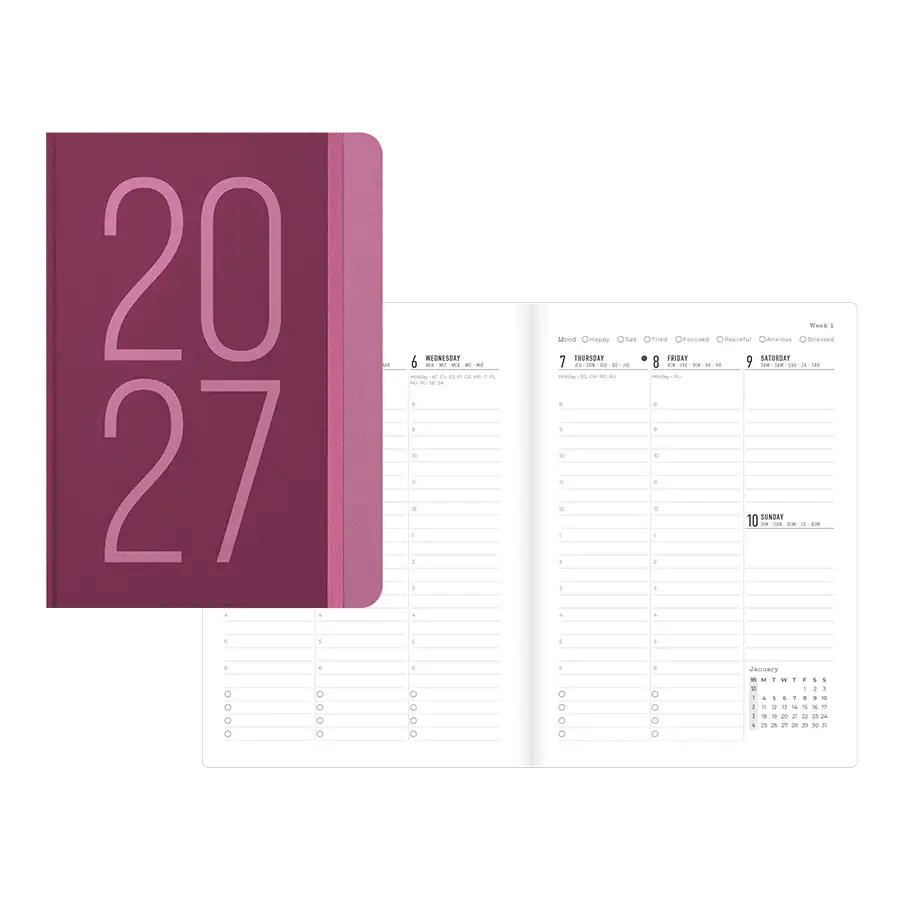 Letts A5 Weekly Planner, Essence, 2027 Rose 27-082632#color_essence-rose