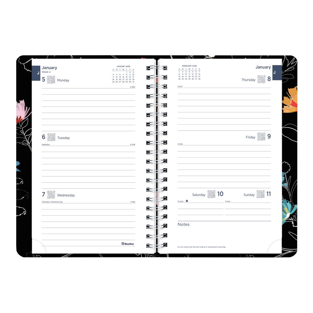 Blueline Dramatic Floral Weekly/Monthly Planner 2026 C101G.01-26