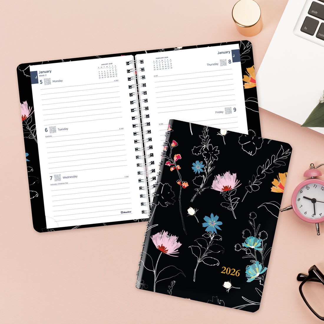Blueline Dramatic Floral Weekly/Monthly Planner 2026 C101G.01-26