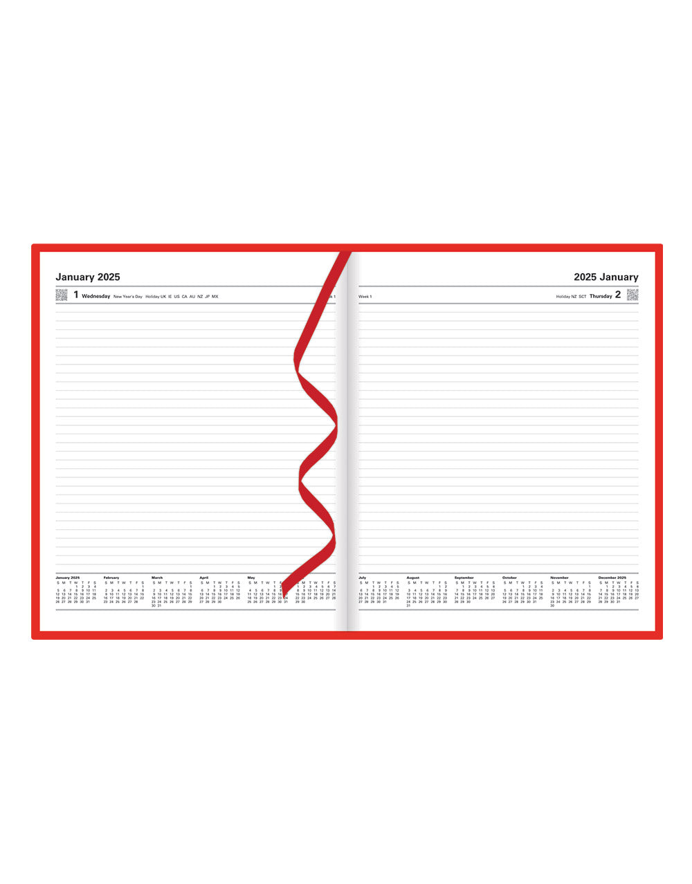 Standard Quarto Day to a Page Planner 2025 - English 25-C10YBY#color_red