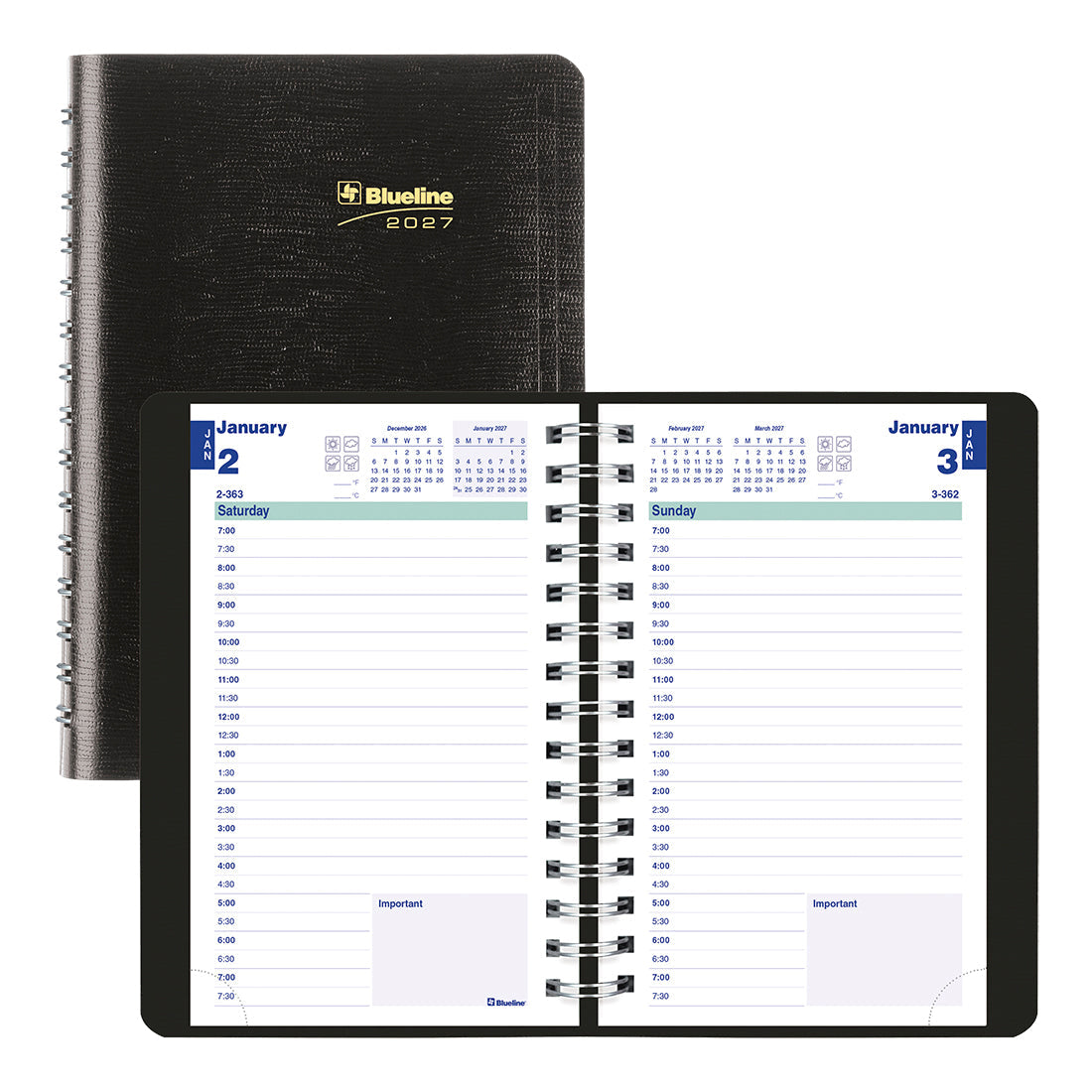 Blueline Plan & Link™ Daily Appointment Book, 2027 - Black C1504W.81-27