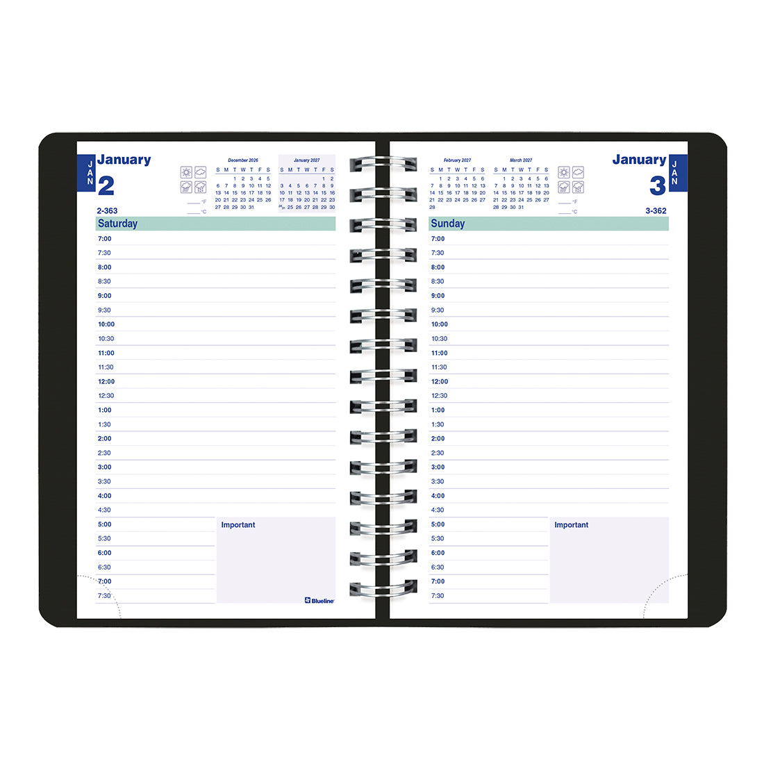 Blueline Plan & Link™ Daily Appointment Book, 2027 - Black C1504W.81-27