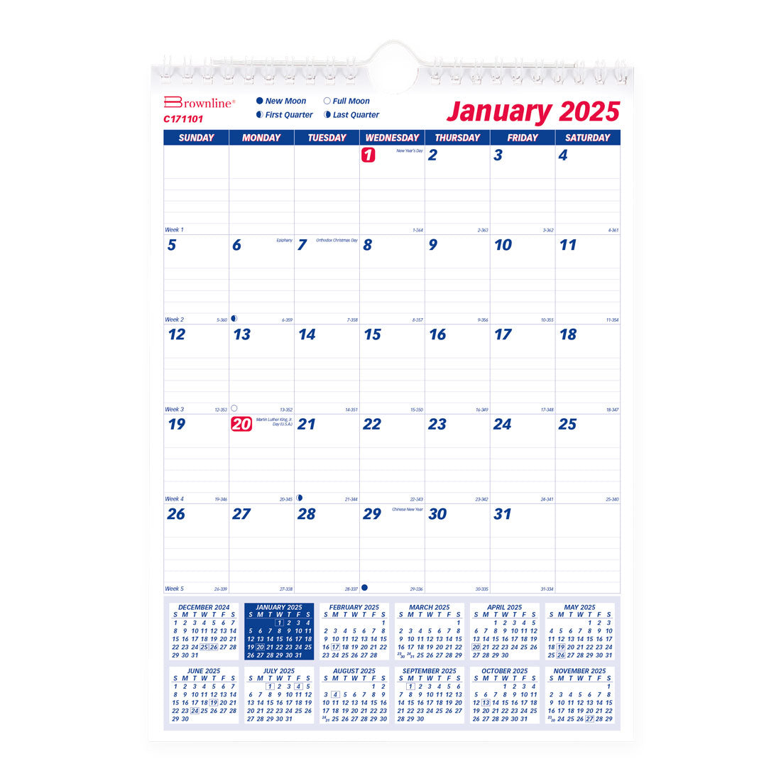 Monthly Wall Calendar 2025, English, C171101