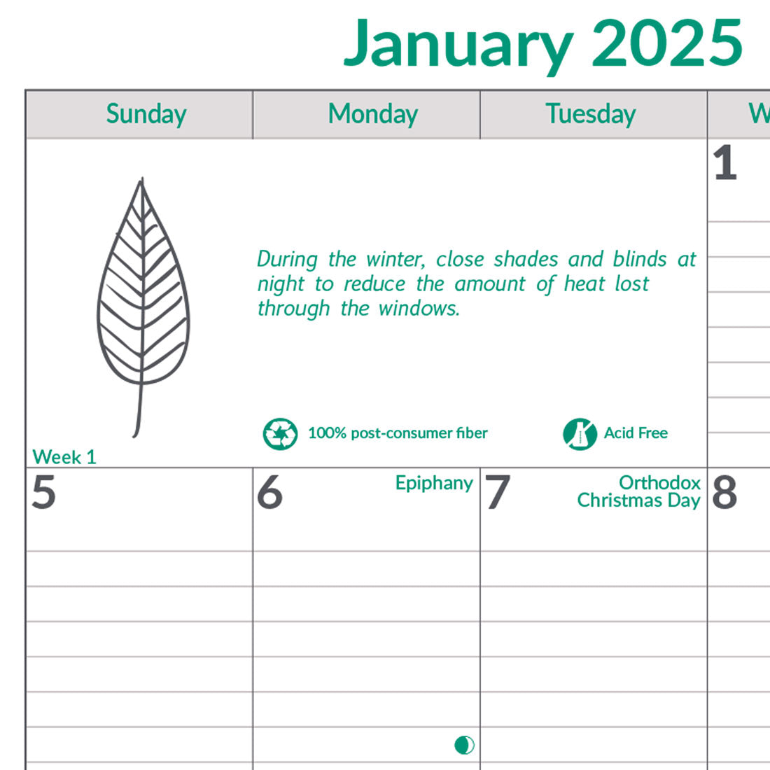 EcoLogix® Monthly Wall Calendar 2025, C171103