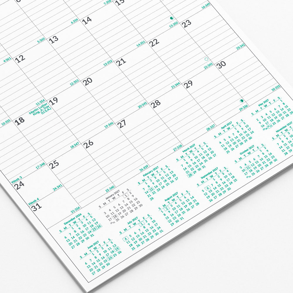 Blueline Monthly Wall Calendar, EcoLogix®, 2027 C171103-27