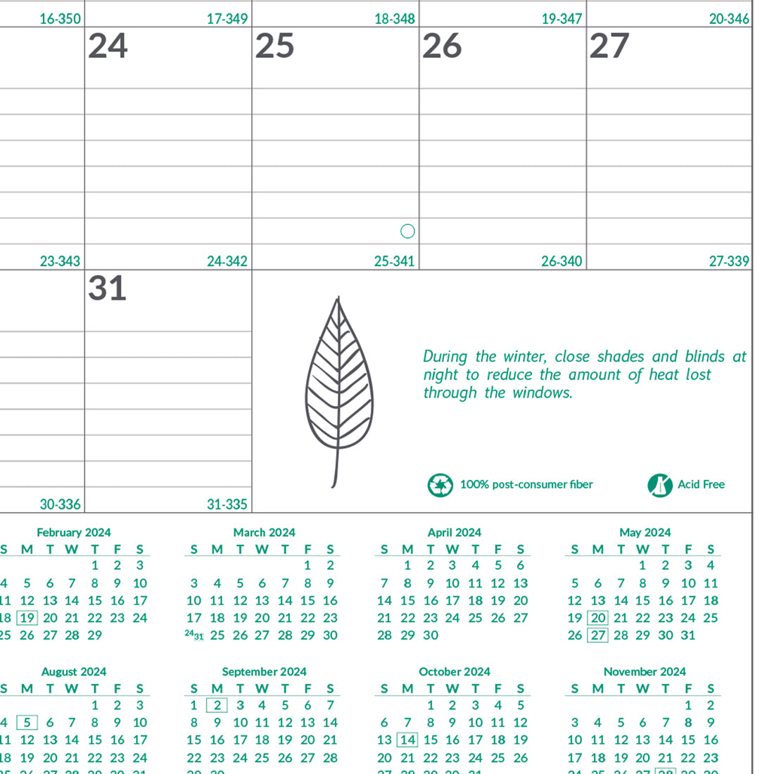 EcoLogix Monthly Wall Calendar 2024