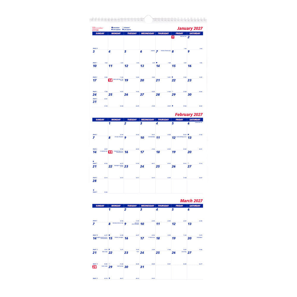 Monthly Wall Calendar, 2027 C171128-27 Brownline