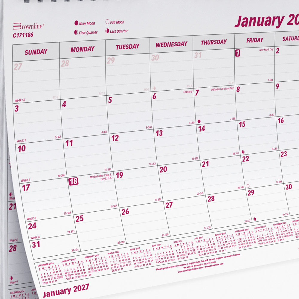 Monthly Wall Calendar, 2027 C171186-27 Brownline