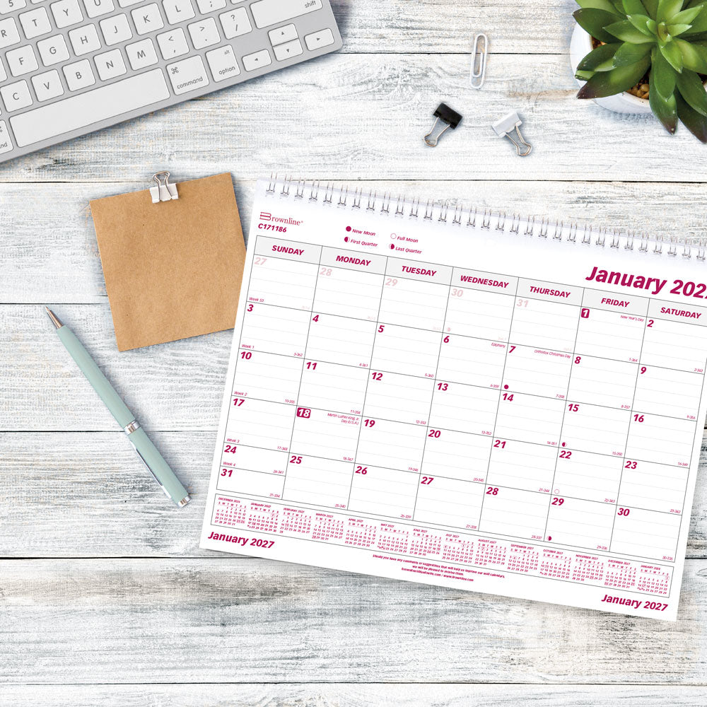 Monthly Wall Calendar, 2027 C171186-27 Brownline
